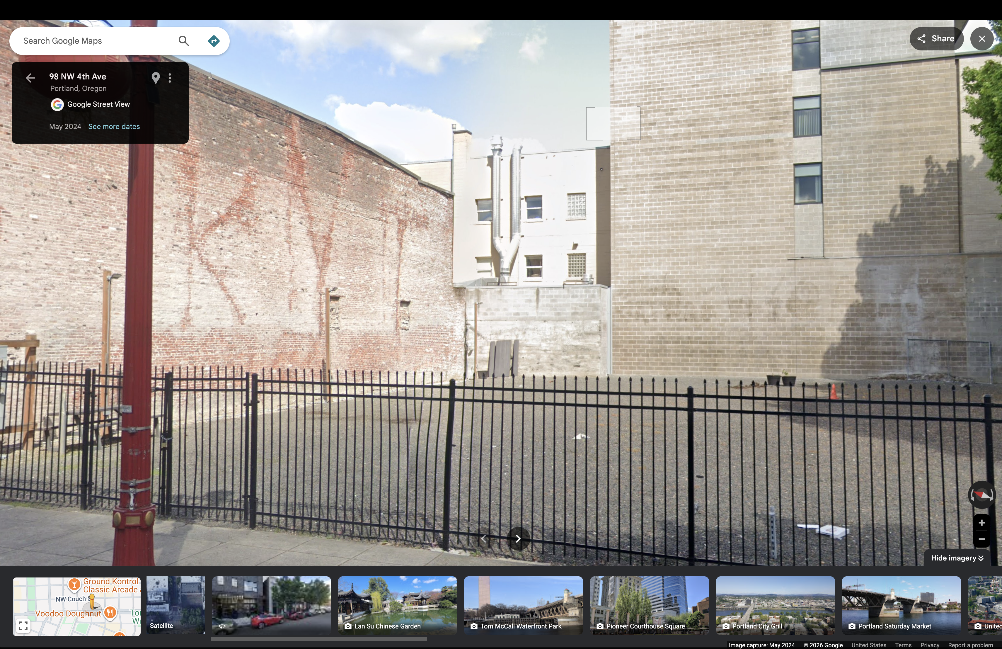 Burnside and 4th in 2024, Current Streetview